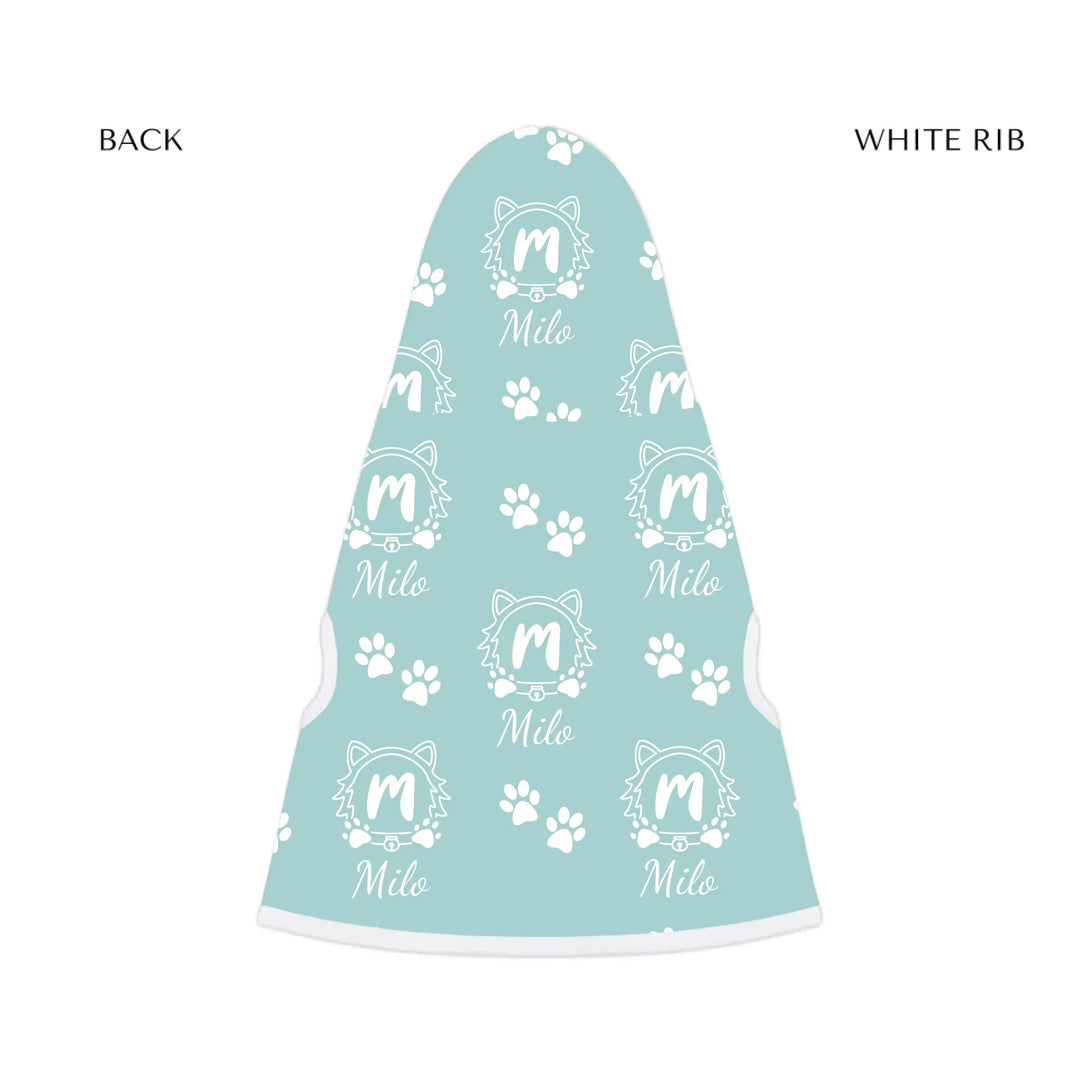 pet hoodie white rib back -Personalized Monogram Name pet hoodie with custom text. Available in different monogram styles in any color for dogs or cats-ARTFULANE