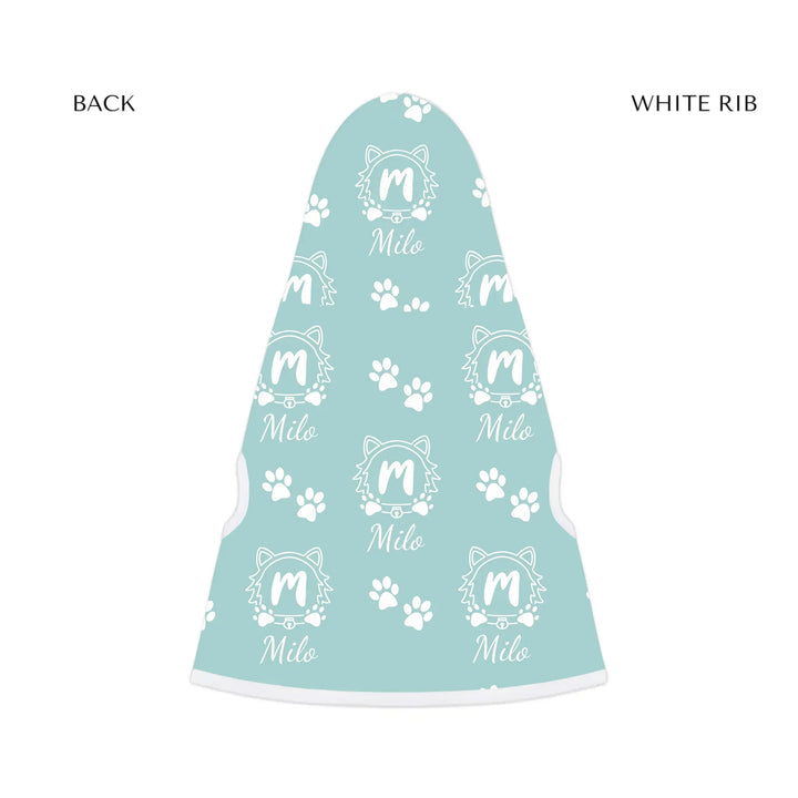 pet hoodie white rib back -Personalized Monogram Name pet hoodie with custom text. Available in different monogram styles in any color for dogs or cats-ARTFULANE