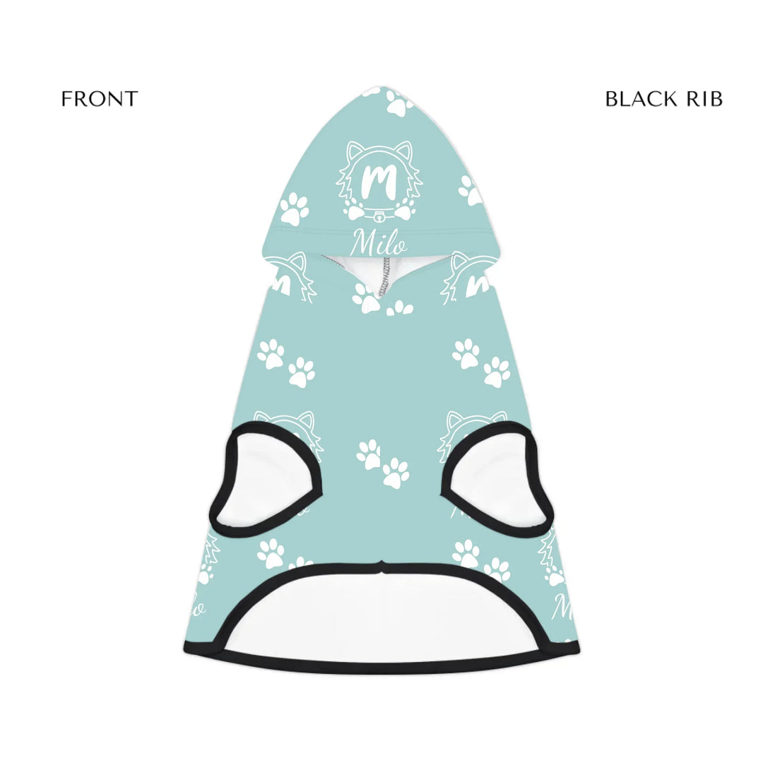 pet hoodie black rib front - Personalized Monogram Name pet hoodie with custom text. Available in different monogram styles in any color for dogs or cats-ARTFULANE