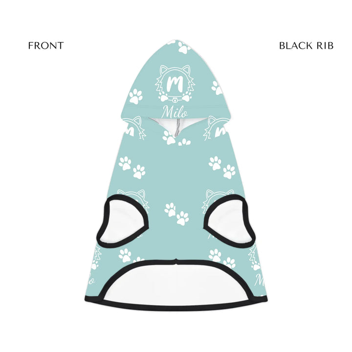 pet hoodie black rib front - Personalized Monogram Name pet hoodie with custom text. Available in different monogram styles in any color for dogs or cats-ARTFULANE