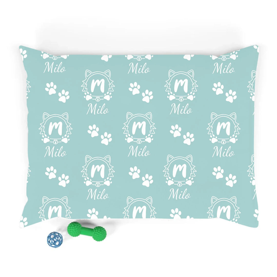 Personalized Monogram Name pet bed with custom text. Available in different monogram styles in any color for dogs or cats-ARTFULANE