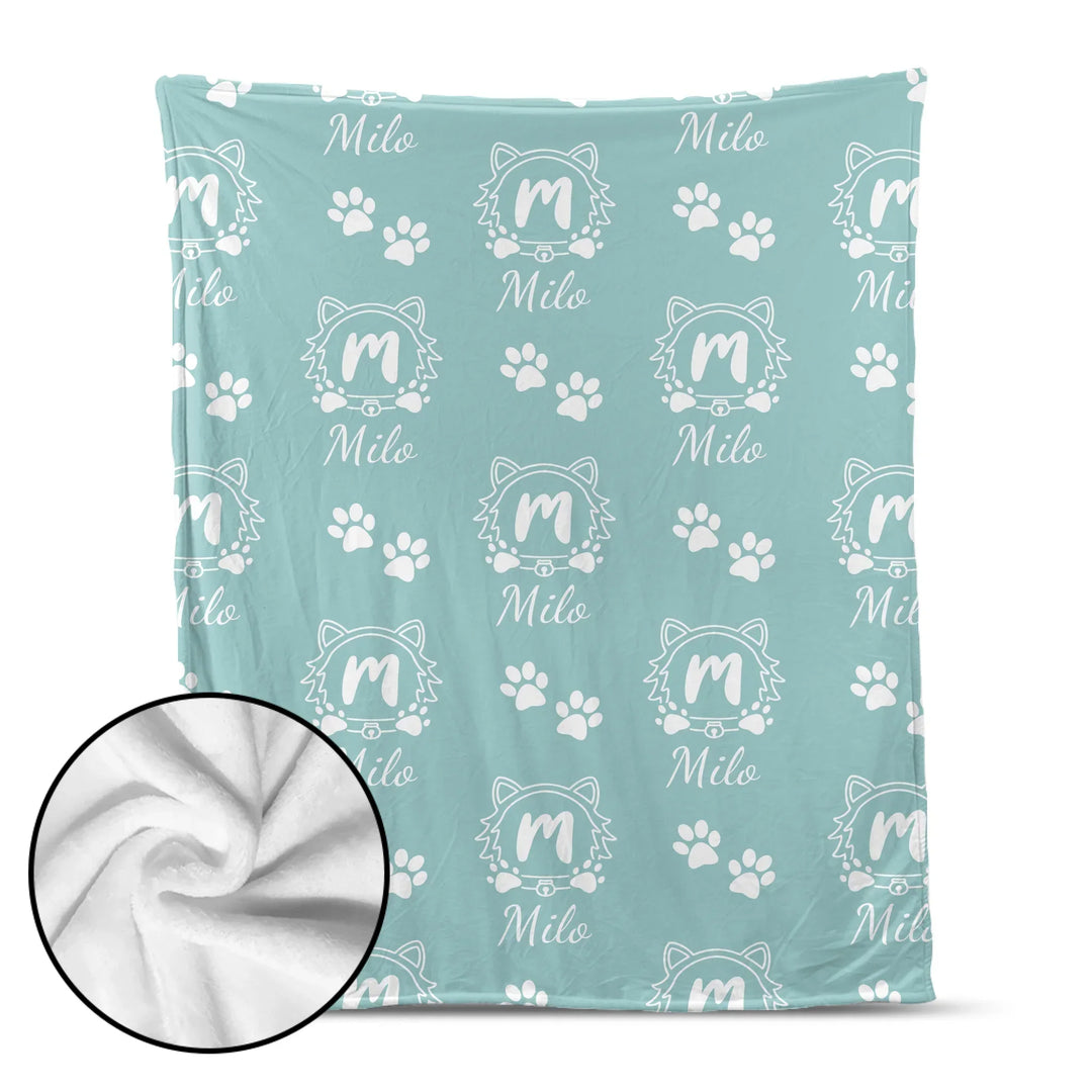 Personalized Monogram Name pet blanket with custom text. Available in different monogram styles in any color for dogs or cats-ARTFULANE