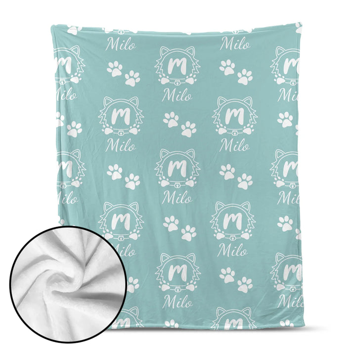 Personalized Monogram Name pet blanket with custom text. Available in different monogram styles in any color for dogs or cats-ARTFULANE