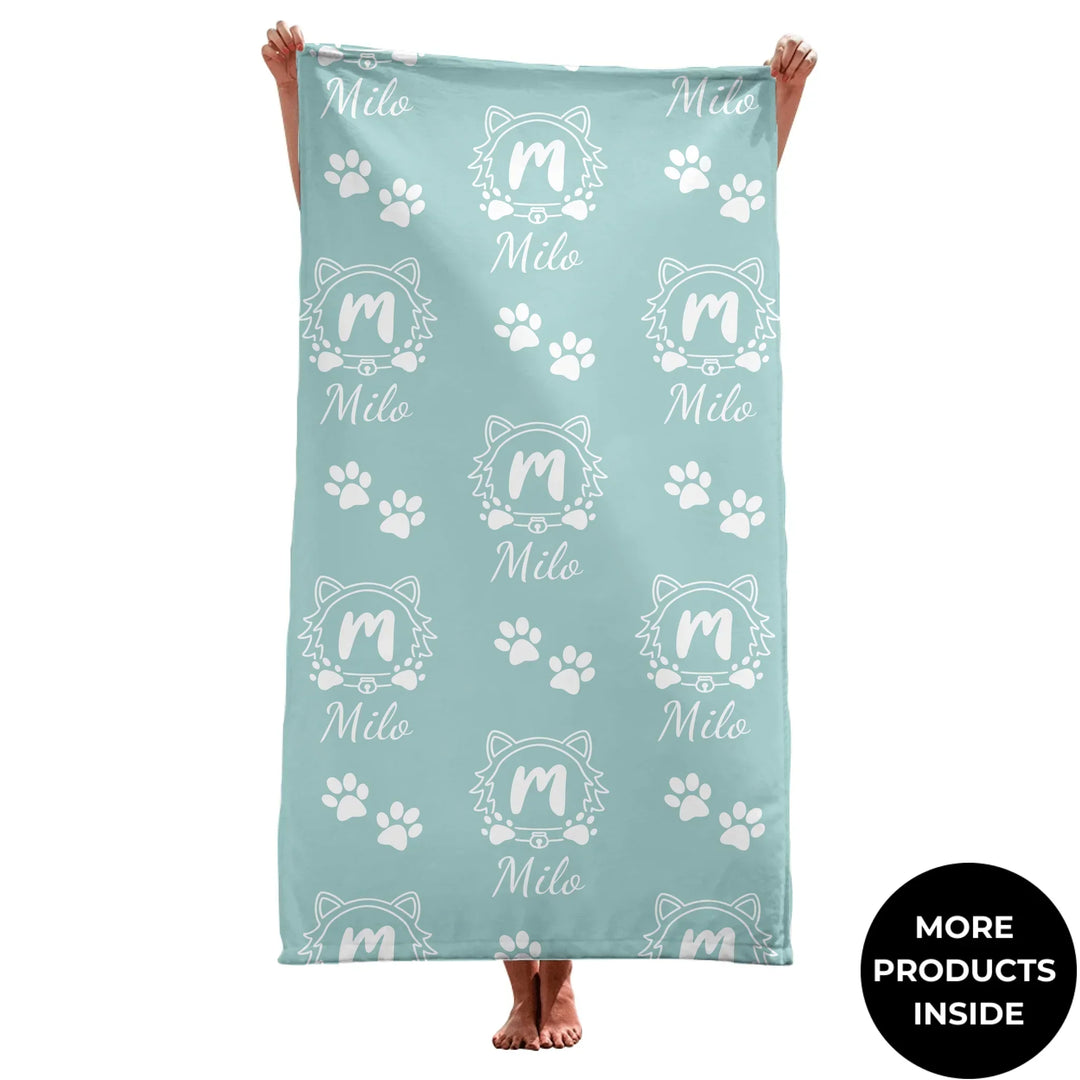 Personalized Monogram Name pet towel with custom text. Available in different monogram styles in any color for dogs or cats-ARTFULANE