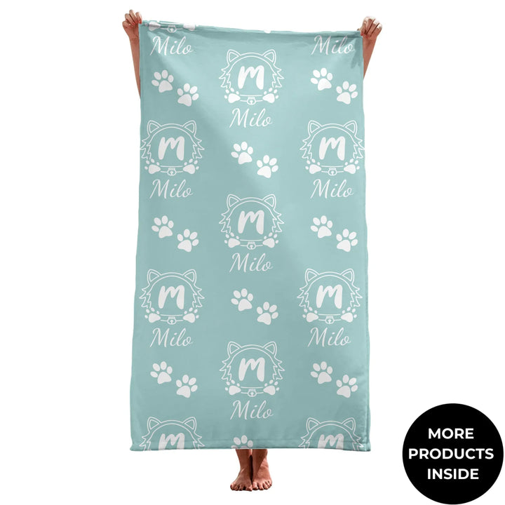 Personalized Monogram Name pet towel with custom text. Available in different monogram styles in any color for dogs or cats-ARTFULANE