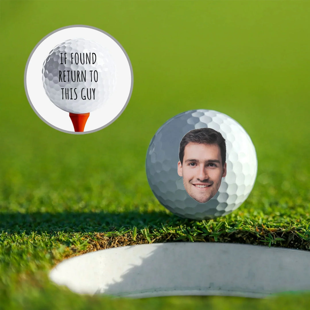 Custom personalized Photo face golf balls featuring uploaded photo, name, custom text, and matching design in any color — premium gift for golf lovers by ARTFULANE