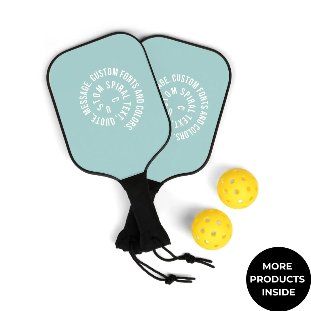 Personalized spiral text pickleball paddle kit set featuring initials, name, message, or quote in any color and various fonts — premium gift for sport lovers by ARTFULANE