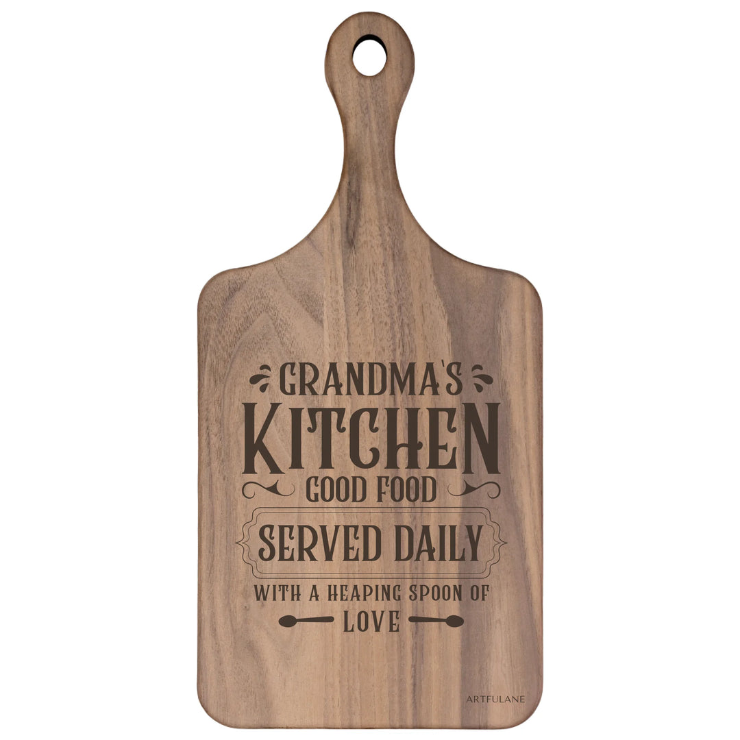 Engraved Kitchen Quotes Walnut Hardwood Paddle Cutting Board - ARTFULANE