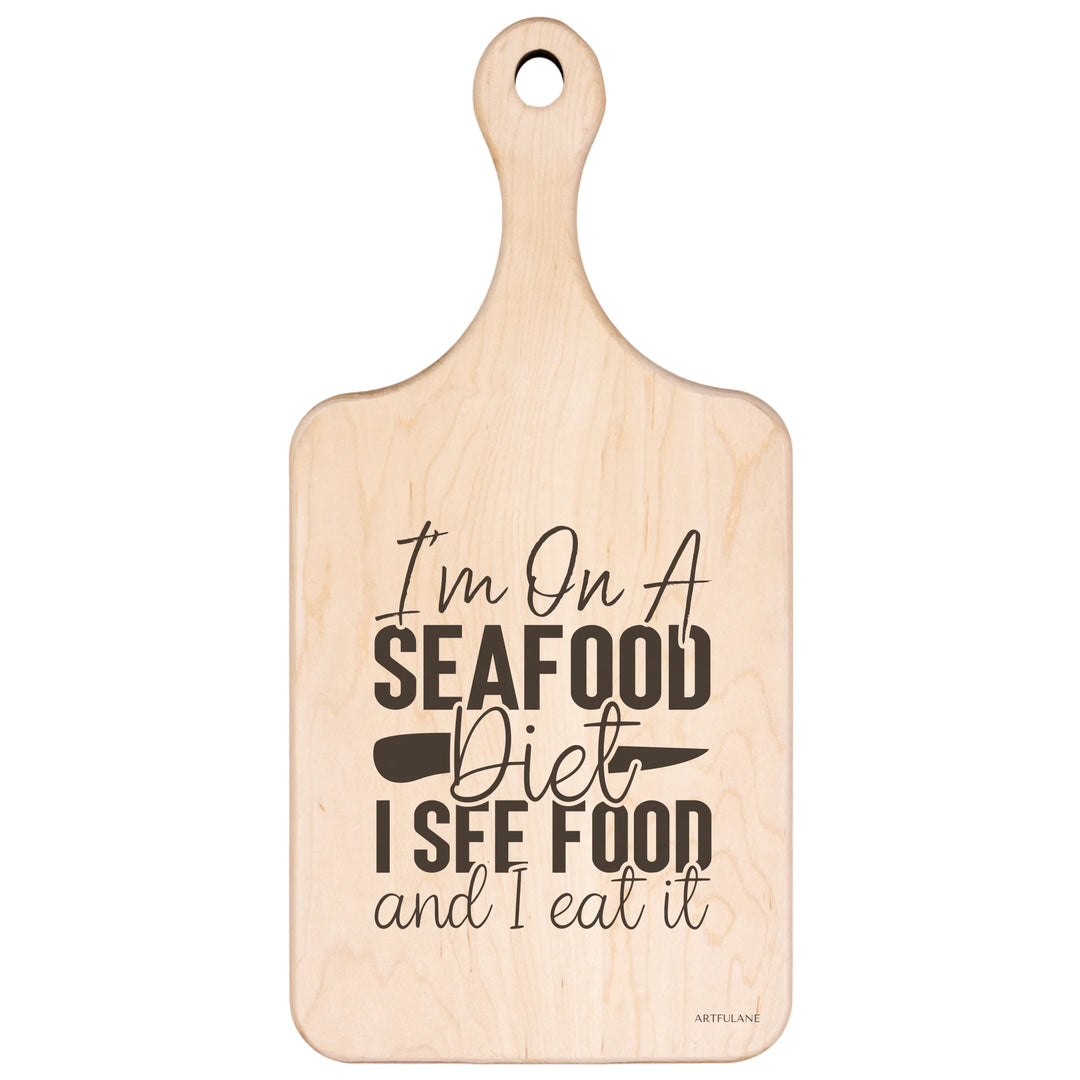 Engraved Kitchen Quotes Maple Hardwood Paddle Cutting Board - ARTFULANE