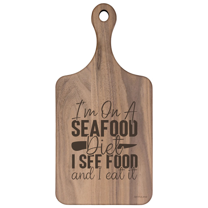 Engraved Kitchen Quotes Walnut Hardwood Paddle Cutting Board - ARTFULANE