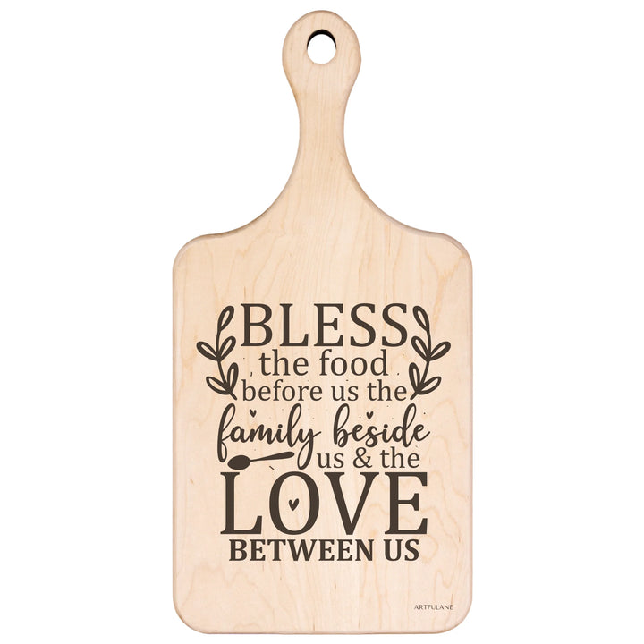Engraved Kitchen Quotes Maple Hardwood Paddle Cutting Board - ARTFULANE