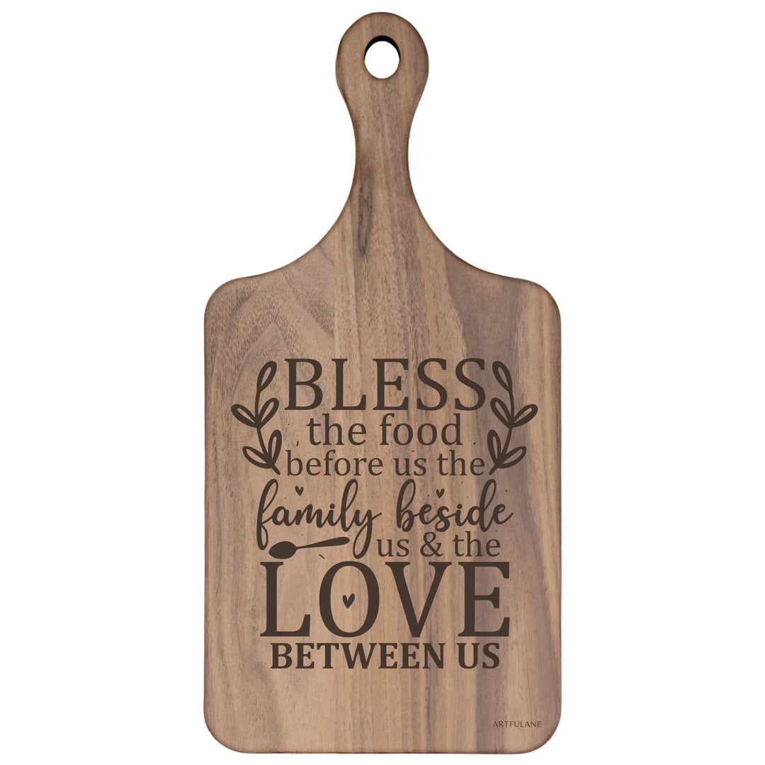 Engraved Kitchen Quotes Walnut Hardwood Paddle Cutting Board - ARTFULANE