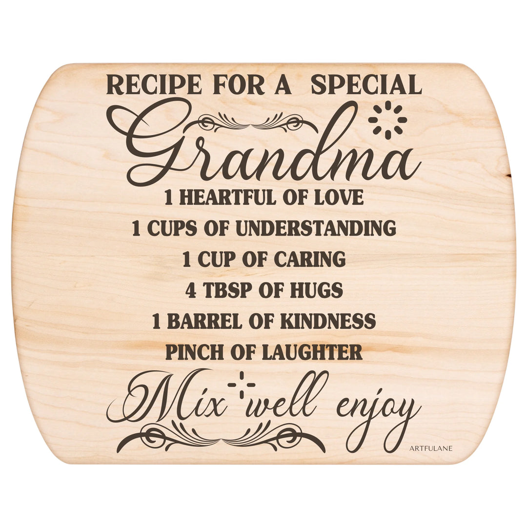 Maple Hardwood Oval Cutting Board - Engraved wooden cutting boards, featuring custom family recipes by ARTFULANE
