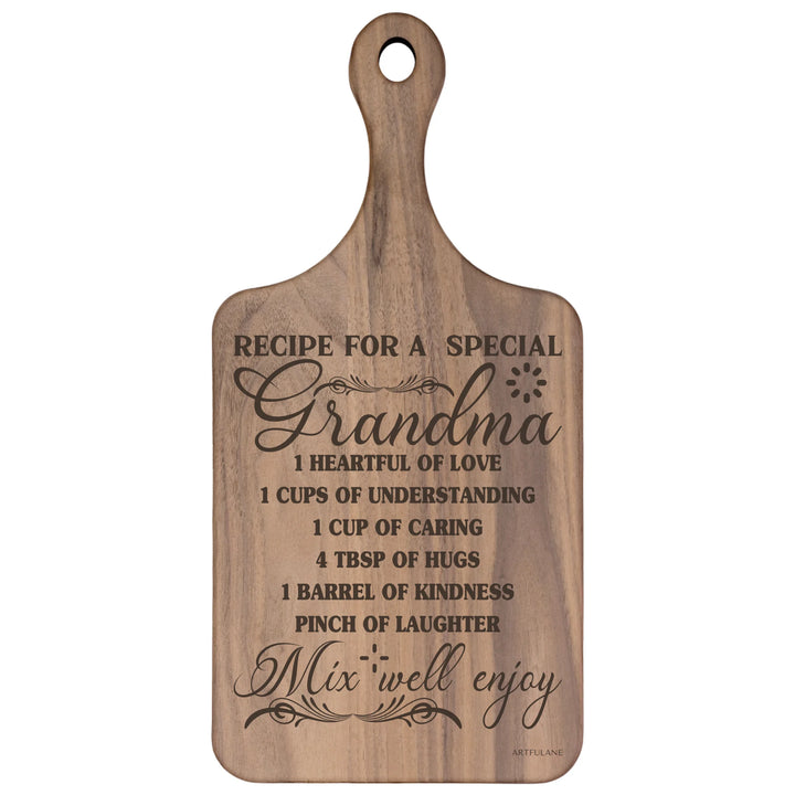 Engraved wooden cutting boards, featuring custom family recipes by ARTFULANE