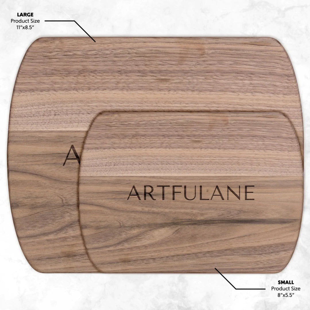 Size Guide for Hardwood Oval Cutting Board ` ARTFULANE