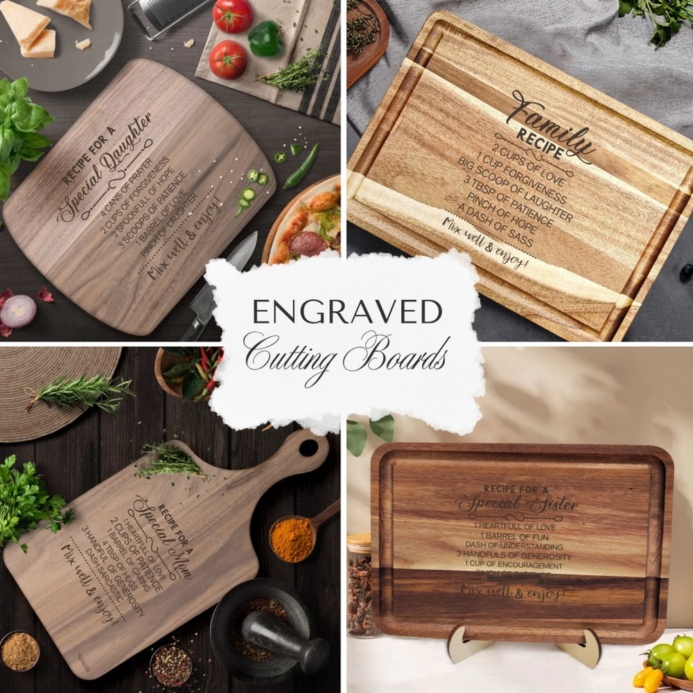 Family Recipes Engraved Wooden Cutting Boards - ARTFULANE