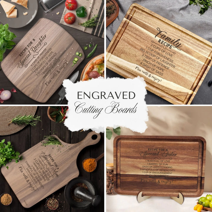 Family Recipes Engraved Wooden Cutting Boards - ARTFULANE