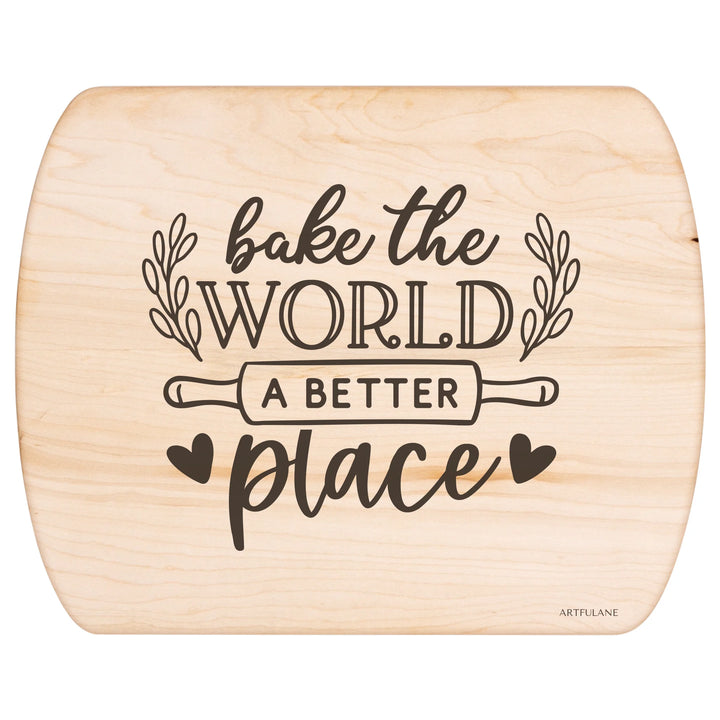 Maple Hardwood Oval Cutting Board - Engraved recipe cutting boards in natural wood, featuring 20 kitchen recipe designs by ARTFULANE