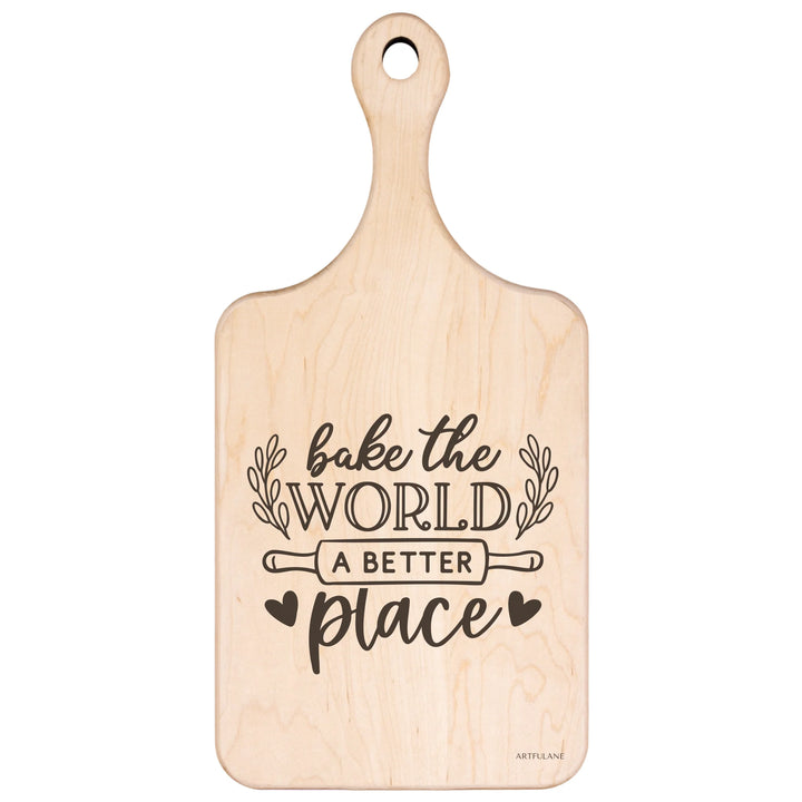 Engraved Kitchen Quotes Maple Hardwood Paddle Cutting Board - ARTFULANE