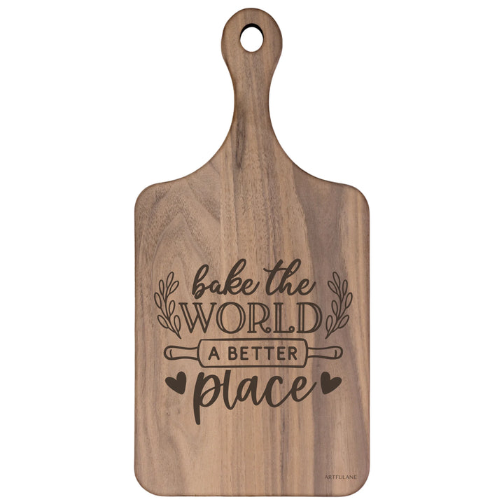 Engraved Kitchen Quotes Walnut Hardwood Paddle Cutting Board - ARTFULANE
