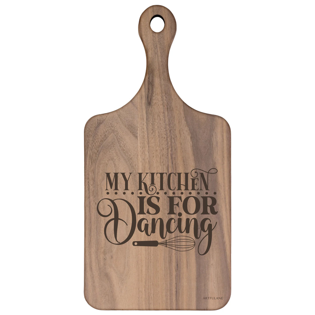 Engraved Kitchen Quotes Walnut Hardwood Paddle Cutting Board - ARTFULANE