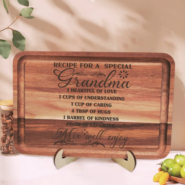Engraved wooden cutting boards, featuring custom family recipes by ARTFULANE