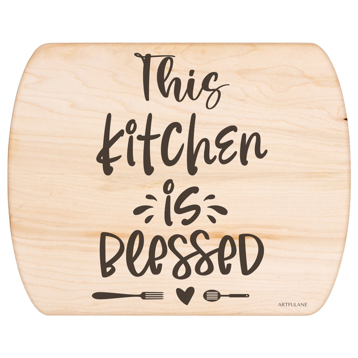 Engraved Maple Hardwood Oval Cutting Board - custom kitchen quote designs by ARTFULANE