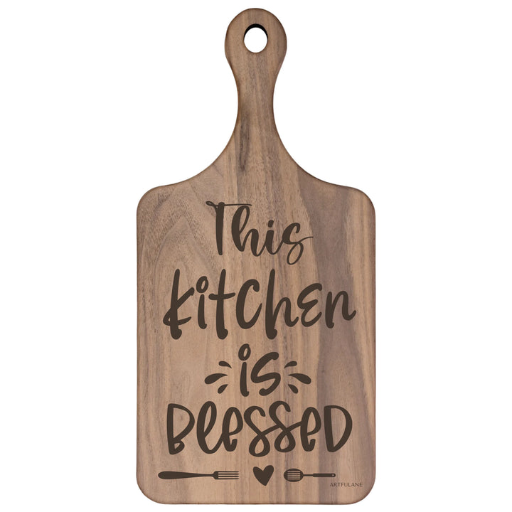 Engraved Kitchen Quotes Walnut Hardwood Paddle Cutting Board - custom kitchen quote designs by ARTFULANE