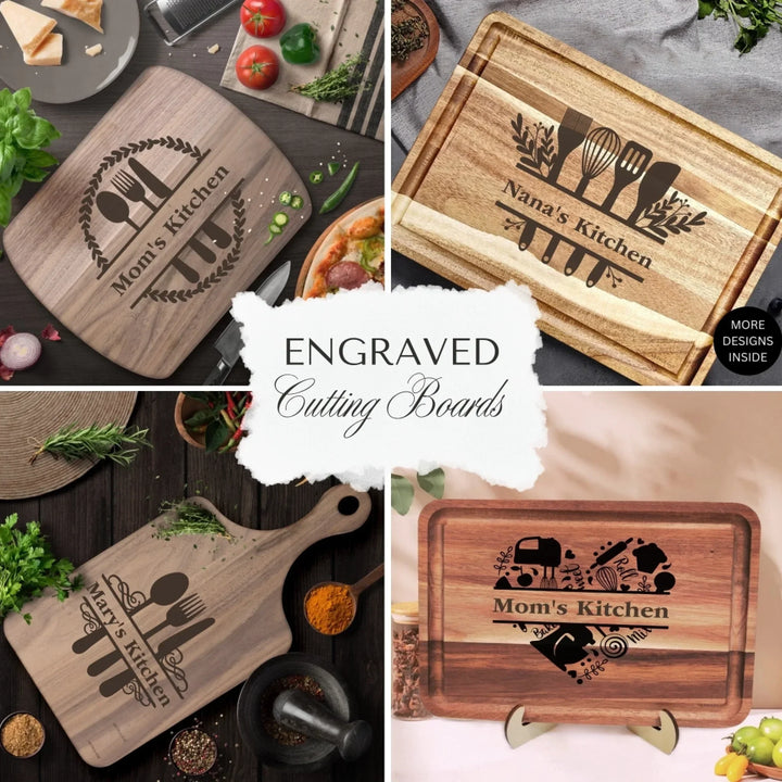 Custom Kitchen Monogram Engraved Wooden Cutting Boards Collection - ARTFULANE