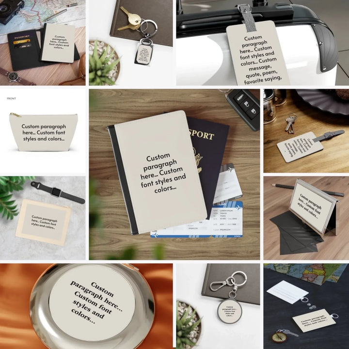 Custom Message Travel Accessories Collection – Personalized Passport Cover, Luggage Tags, Card Holder, Pouches, Travel Mirror & More - ARTFULANE