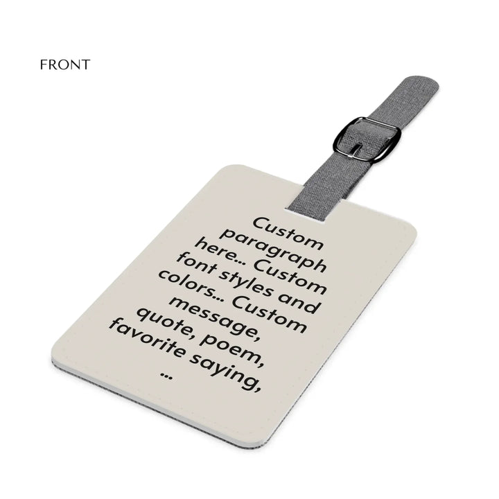 Saffiano Luggage Tag Close-up-Custom message, fonts, and colors-ARTFULANE