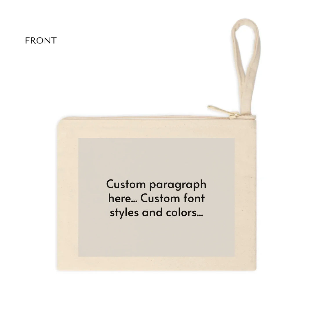 Cotton Accessory Zipper Pouch Front-Custom message, fonts, and colors-ARTFULANE