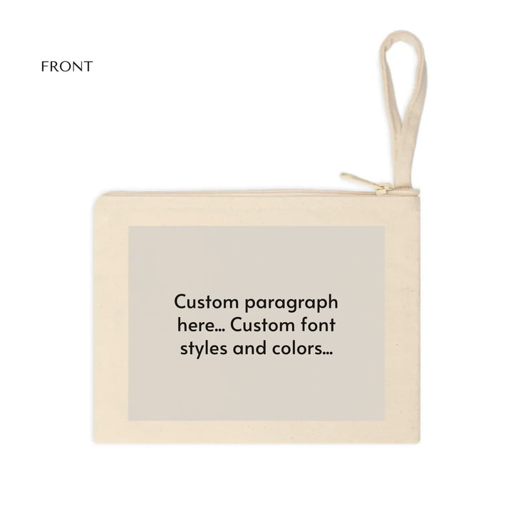 Cotton Accessory Zipper Pouch Front-Custom message, fonts, and colors-ARTFULANE