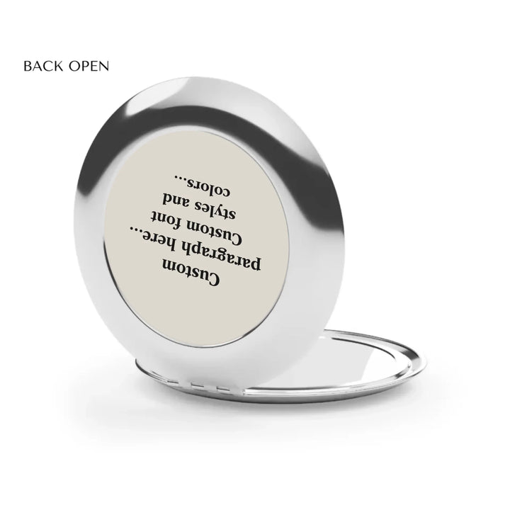 Compact Travel Mirror Back Open-Custom message, fonts, and colors-ARTFULANE