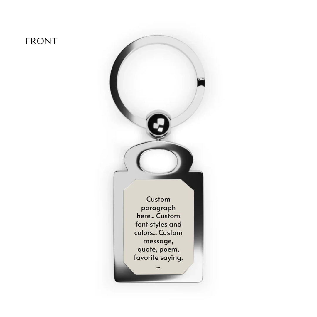 Rectangle Photo Keyring front-Custom message, fonts, and colors-ARTFULANE