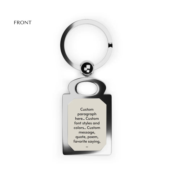 Rectangle Photo Keyring front-Custom message, fonts, and colors-ARTFULANE