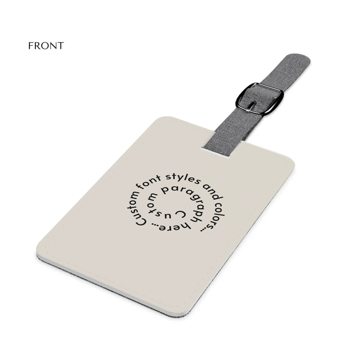 Saffiano Luggage Tag Close-up-Custom spiral text, fonts, and colors-ARTFULANE