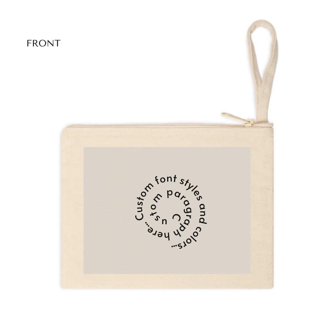 Cotton Accessory Zipper Pouch Front-Custom spiral text, fonts, and colors-ARTFULANE