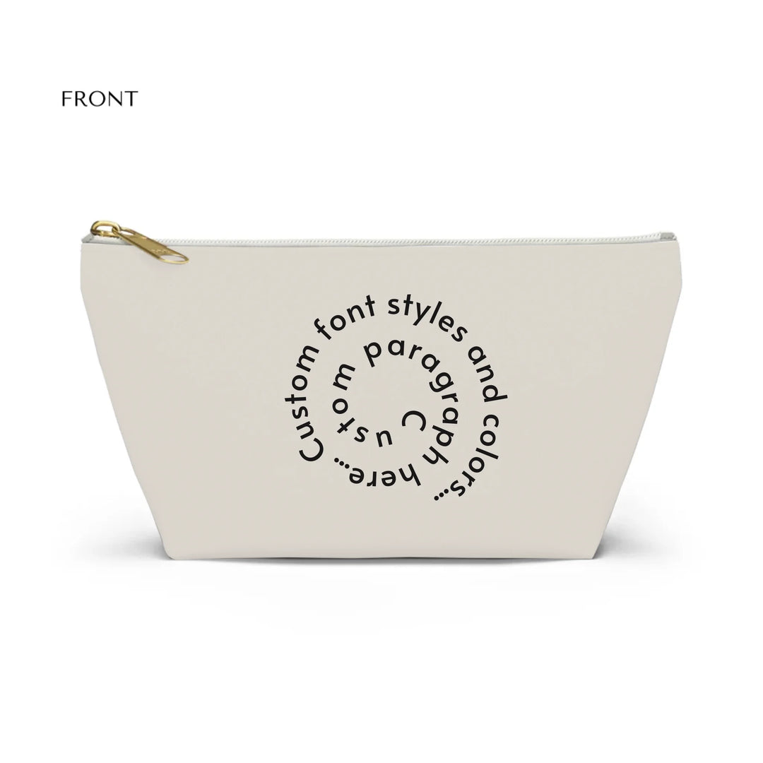 Structured Accessory Pouch w T-bottom Front-Custom spiral text, fonts, and colors-ARTFULANE