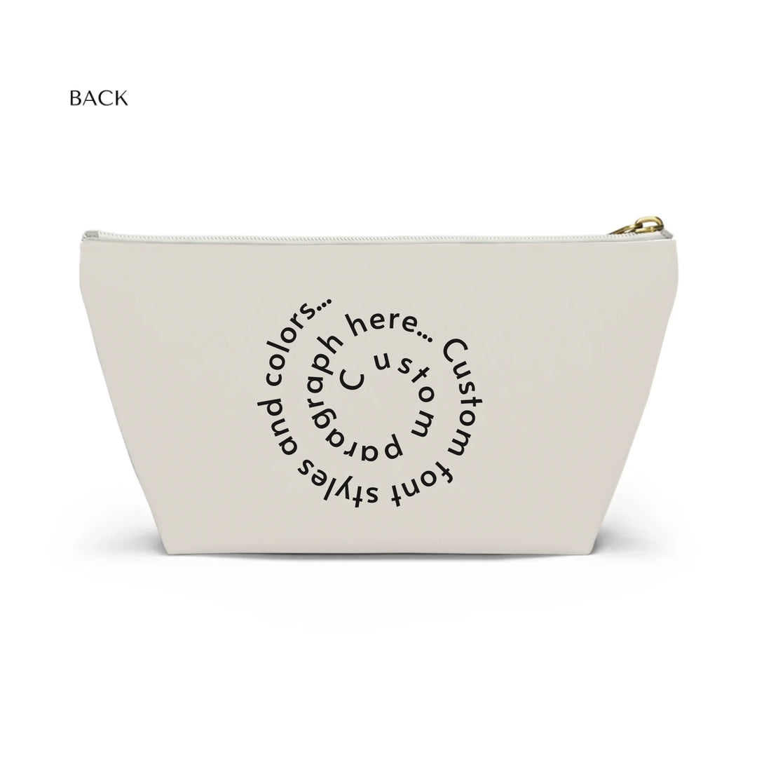 Structured Accessory Pouch w T-bottom Back-Custom spiral text, fonts, and colors-ARTFULANE