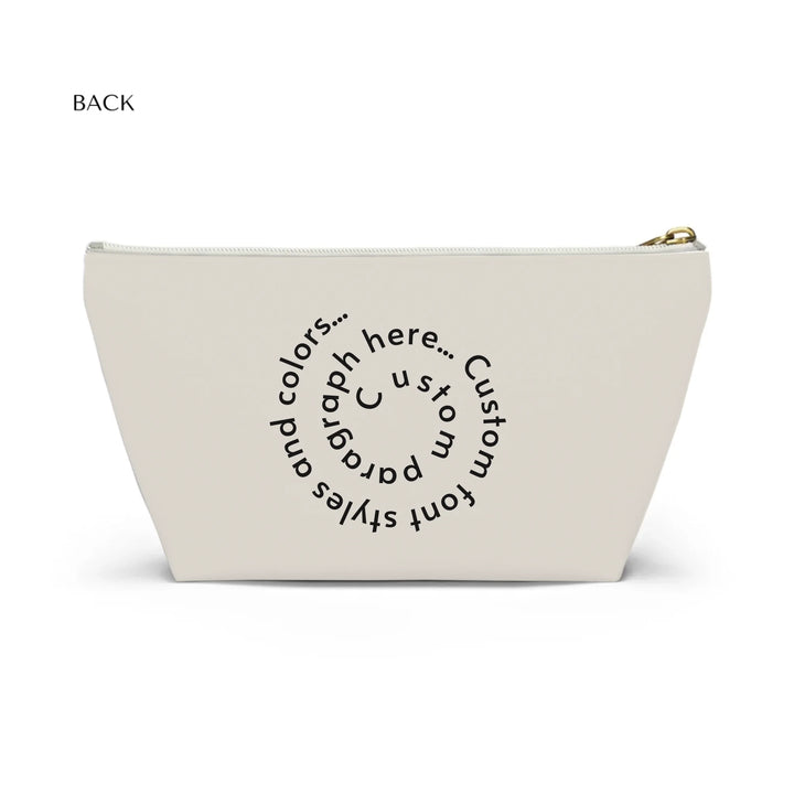 Structured Accessory Pouch w T-bottom Back-Custom spiral text, fonts, and colors-ARTFULANE