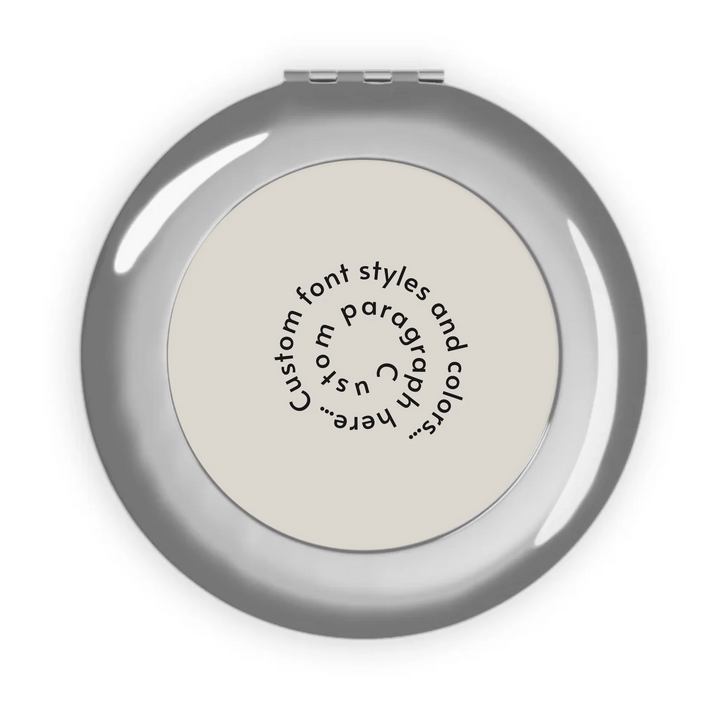 Compact Travel Mirror Front-Custom spiral text, fonts, and colors-ARTFULANE