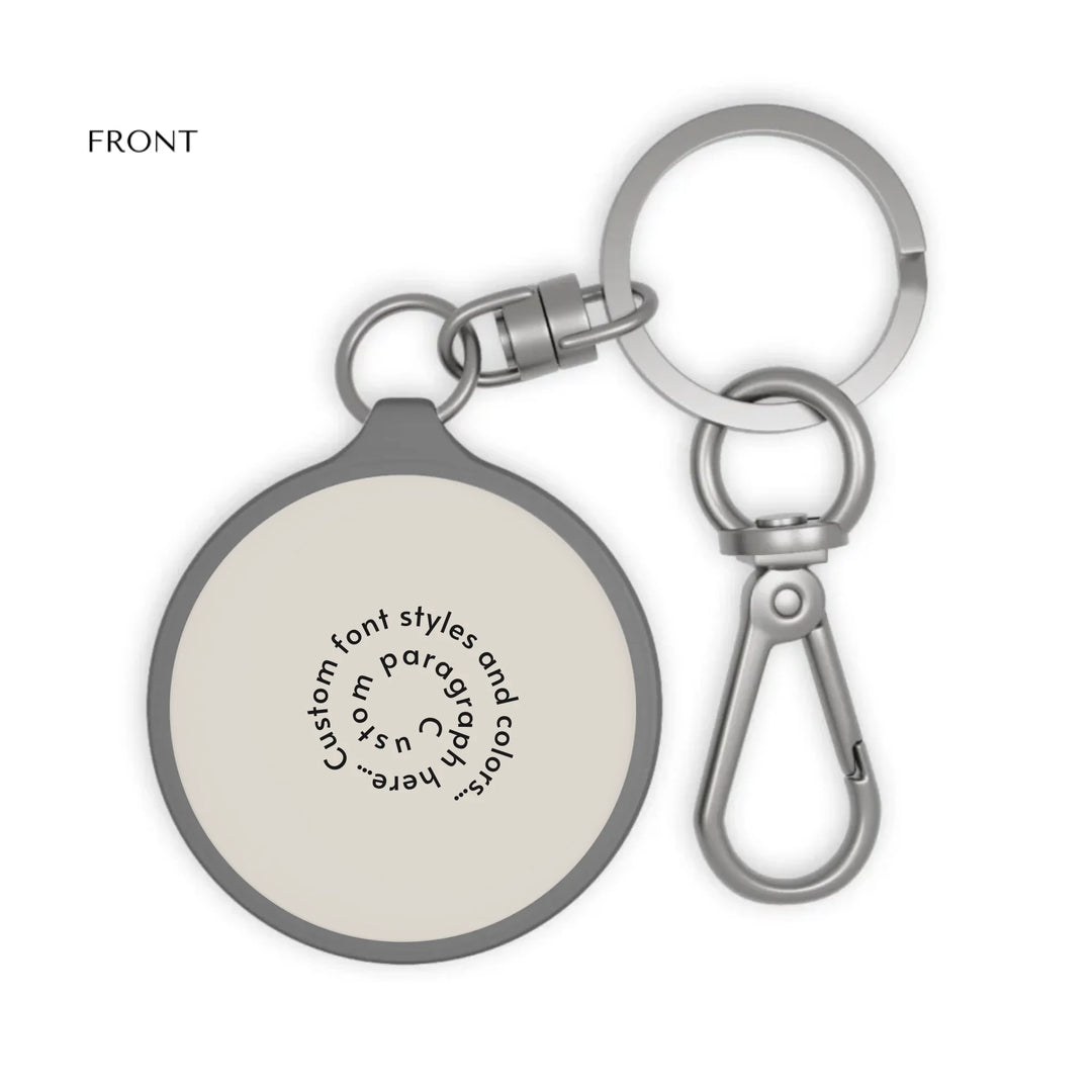 travel keyring tag Front-Custom spiral text, fonts, and colors-ARTFULANE