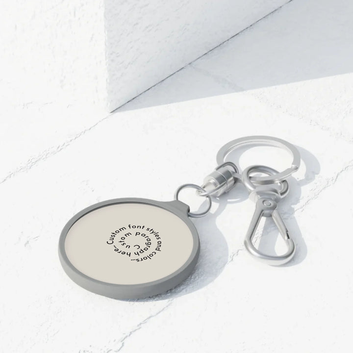 travel keyring tag in use-Custom spiral text, fonts, and colors-ARTFULANE