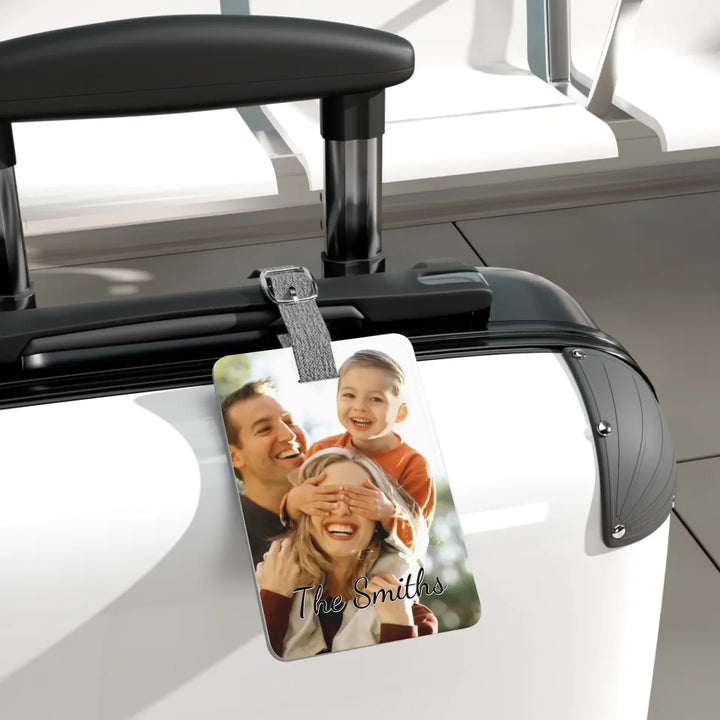 Saffiano Luggage Tag on luggage-Custom photo, text, fonts, and colors-ARTFULANE