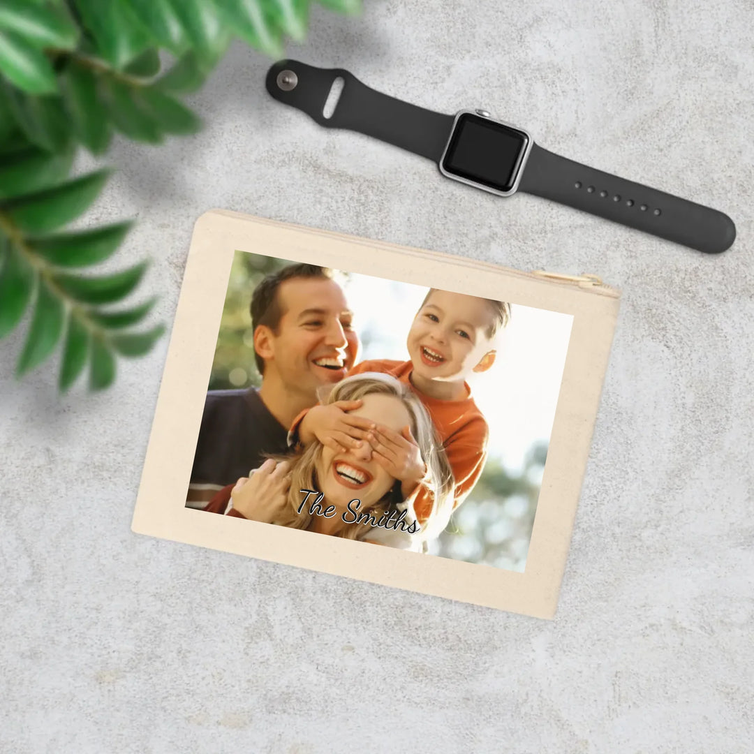 Cotton Accessory Zipper Pouch on table-Custom photo, text, fonts, and colors-ARTFULANE