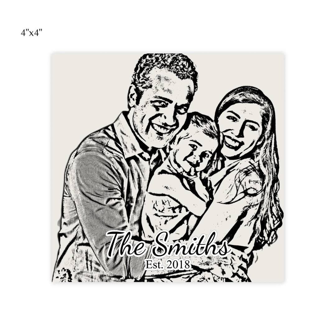 post it note pads 4x4-Custom Photo Stationery Accessories – Personalized Family Portrait Sketch Design by ARTFULANE