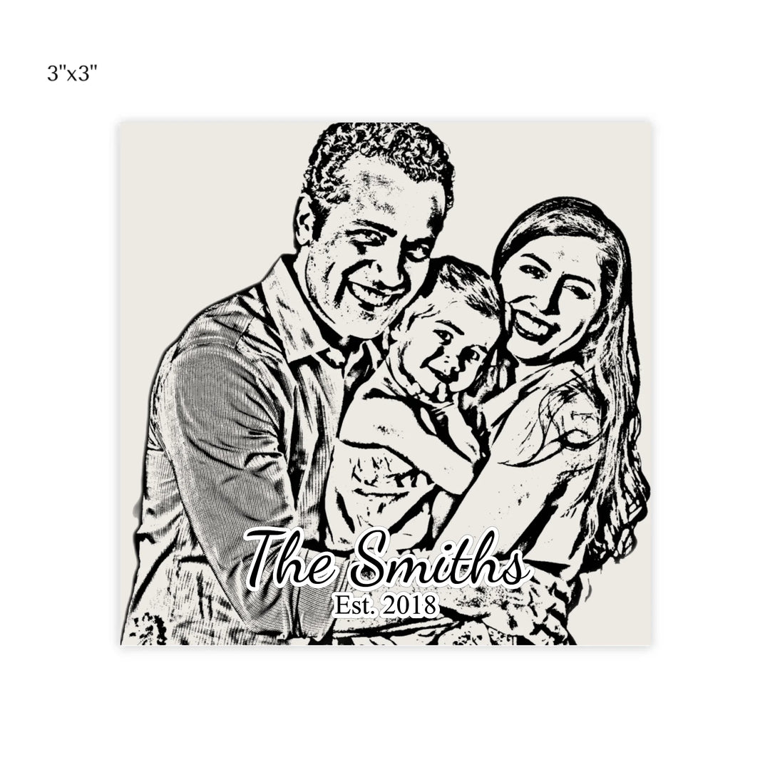 post it note pads 3x3-Custom Photo Stationery Accessories – Personalized Family Portrait Sketch Design by ARTFULANE
