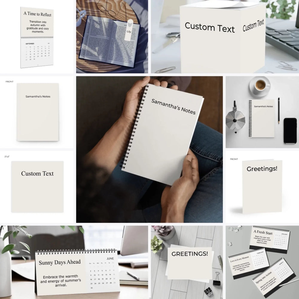 Custom Text Stationery Accessories - Notebook, Journal, Calendar, Bookmark & More - ARTFULANE
