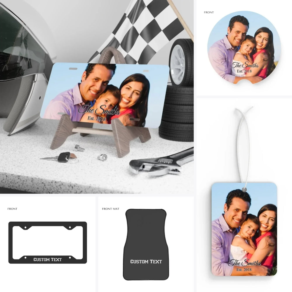 Custom Photo Car Accessories - License Plate & Frame, Magnets, Bumper Stickers, Air Freshener, Coaster, & Floor Mats - ARTFULANE